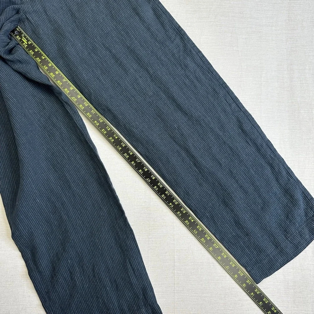 J Crew Oarsman 100% Linen Pants Straight Leg Stripe Beach Men Fits 36x31.5 Blue